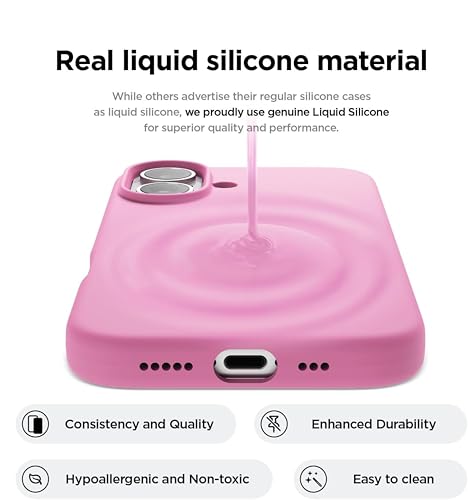 Image of SBMS Silicone Case for iPhone 17 6.3-Inch, Silky-Soft Touch Full-Body Protective Phone Case, Shockproof Back Cover for iPhone 17 (Hot Pink)