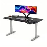 POKAR Scrivania Regolabile in Altezza Elettrica 180x80 cm | Piano Massiccio 25mm | Pannello Memory, USB-C e USB-A | Scrivania Motorizzata per Smart Working | Telaio Argento, Piano Nero