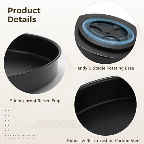Lazy Susan Turntable Organizer, 12.4 in Rotating Spice Rack Tray, Large Carbon Steel Countertop Storage Organizer for Kitchen, Bathroom, Vanity, Pantry, for Seasonings, Bottles, Jars - Image 2