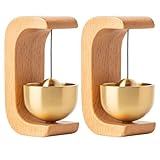 2 Stück Türglocken, Wind Chimes mit Magnet und Klebefolie, 2 Stück Glockenspiel aus Buchenholz, Selbstklebend Tür Klingel, für Tür, Büro, Geschäft, Café