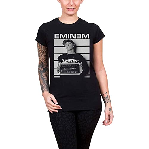 Eminem T Shirt Arrest Logo Slim Shady Official Womens Junior Fit Black