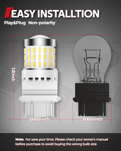 Image of Torchbeam Upgraded 3157 LED Reverse Light Bulbs 6000K White - Super Bright 3000LM Backup Brake Tail Lights, 3156 4157 3057 3457 4114 Replacement Bulbs with HD Projector, DRL Parking Lights (2 Pcs)