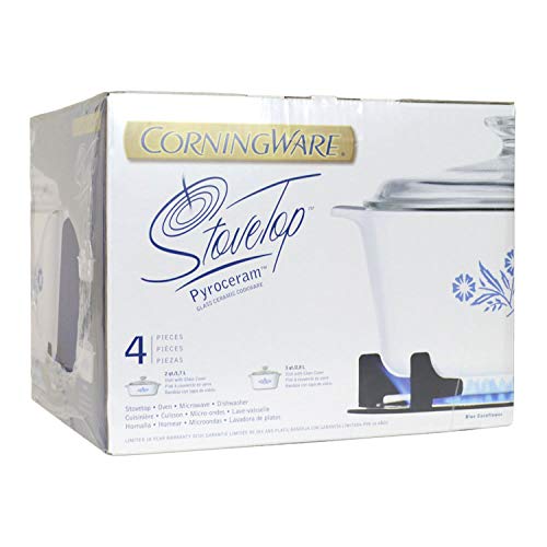 Corningware Pyroceram Blue Cornflower 8 Pc. Glass Ceramic Cookware Set - Limited Edition (Eight Piece) #TOP2