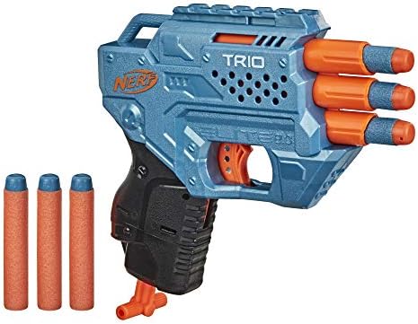 Nerf Elite 2.0 Trio Sd-3 Blaster, 6 Darts, 3-Barrel Blasting, Tactical Rail for Customizing Capability, Multicolour