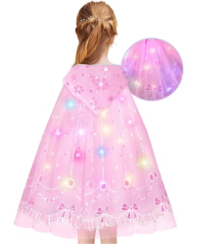 Henfei Peach Girls Princess Costume Adult,Super Bros Princess Toys Light UP Cape Set for Kids Halloween Cosplay Dress Up Clothes for Little Girls Accessory
