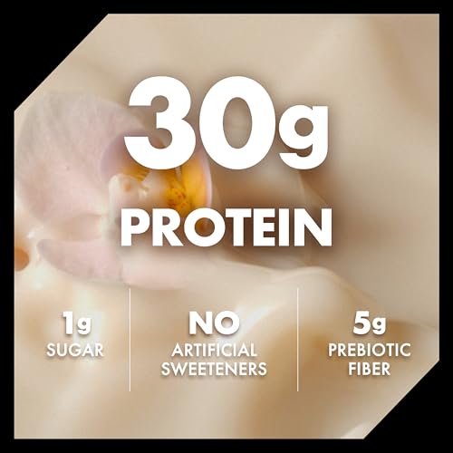 Oikos Protein Shake, Vanilla, 30g High Protein Drinks, Shelf Stable, Ready to Drink, 5g Prebiotic Fiber, 12 fl oz Bottle, 12 Count - Image 4