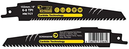 1 x SabreCut SCRS956XHM Tungsten Carbide 152mm Variable 6-8 TPI S956XHM Very Fast Wood and Plastic Cutting Reciprocating Sabre Saw Blade Compatible with Bosch Dewalt Makita and many others