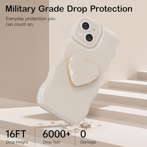 Aurorastar for iPhone 14 Case, White Wave Frame with Stand — view 3