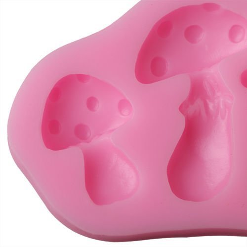 Mushrooms (Alice in Wonderland, Garden Fairy Themed) Silicone Mold for Candy, Fondant, Cake Decorating - Decorating and Baking Molds from Bakell (Fondant, Candy, Ice Tray, Chocolate, Gumpaste)