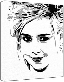 Diana Vickers (100% Original Painting. Not A Print ) Acrylic Paint On Deep Framed Canvas (60 x 50 x 1.8 cm) 3-Colour Black/Grey/White-image-43