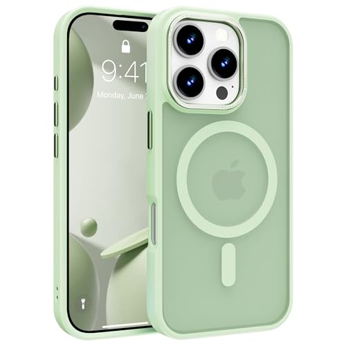 Image of Magnetic iPhone 16 Pro case,Compatible with Magsafe, Military-Grade Protection,Slim Translucent Matte Shockproof with Anti-Scratch Anti-Fingerprint Phone Cover (Matcha Green, iPhone 16 Pro)