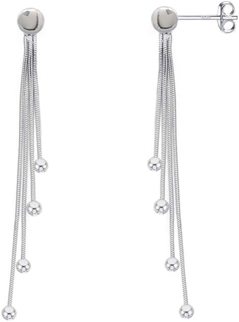 Savlano 925 Sterling Silver 18k Gold Plated Dangle Drop Ball Tassel Stud Earrings For Women and Teens Comes In White Gold, Yellow Gold & Rose Gold Colors Comes With Savlano Gift Box