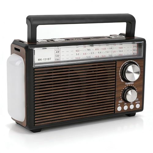 Image of Zunate Retro AM FM Radio, Shortwave Portable Vintage Radio with Antenna and BT Chip, Battery Operated or AC Power Retro Radio with Big Bluetooth Speaker for Home Kitchen Outdoor (US Plug)
