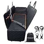 Dog Car Seat Cover - Waterproof Zipper Large Back Dog Hammock with Mesh Viewing Window - Anti-Scratch Nonslip 600D Heavy Duty Pet Car Back Seat Covers and Extra Cover for Cars Trucks and SUV