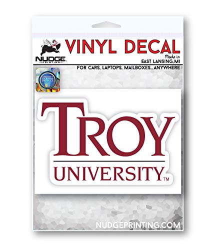 Image of Collegiate NCAA Car Decal Made from Premium Weatherproof Vinyl (Troy University Stacked)