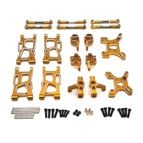 Rc Special Connecting Rod for WLtoys 124008 124016-17-18-19 144001-02-10 Metal Shock Absorber Connecting Rod Set RC Car Parts and Accessories Upgrades Replacement Use(Yellow)