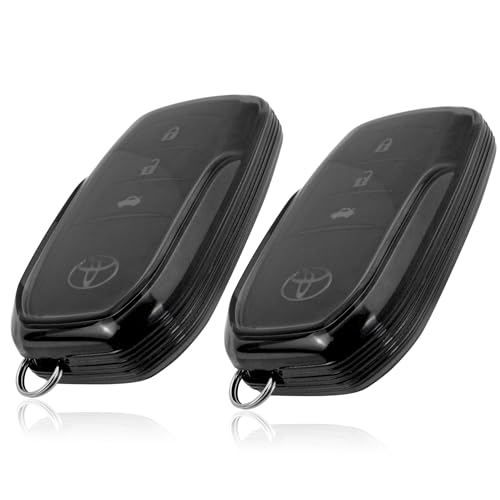 Image of JVCV 2 Pack Soft TPU Transparent Cover Compatible with Toyota Fortuner Camry Vellfire Hilux Innova Crysta Fortuner Legender Innova HyCross Land Cruiser 2B /3B Smart Key (Transparent Black)