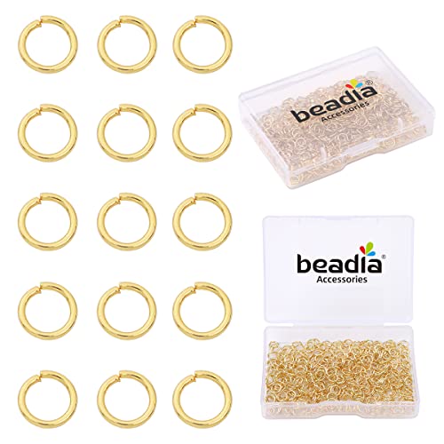 BEADIA 14K Gold Plated Jump Rings Non Tarnish 5mm 400pcs for Jewelry Making Findings