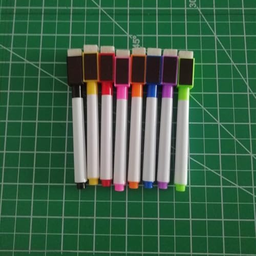 Jonikuper Pizarra blanca magnética de borrado en seco para cocina y oficina, para tamaño A3 (420 x 297 mm) con 8 marcadores de color, para fácil limpieza y resistente al agua (8 bolígrafos de color)