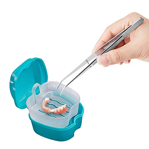 Dental Tools-Stainless Steel Tweezers With Curved Serrated Tip Multipurpose Forceps For Family Oral Care Denture Teeth Cleaning #TOP2