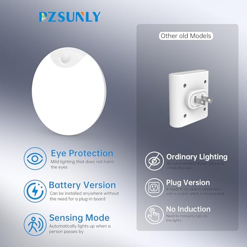 Image of Motion Sensor Night Light,LED Rechargeable Indoor Night Lights,Magnetic Cabinet Light Closet Light for Kitchen Bedroom Bathroom Stairs 6 Pack (White Lamp)