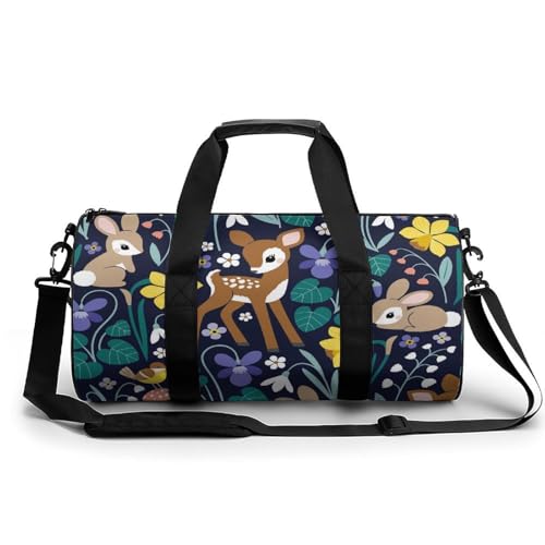 Sac de sport gym lapins et cerfs mignons 45x23x23cm bagage cabine