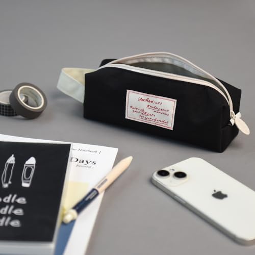 Image of Monolike Archive Block Pen Case, Real black - Pencil Pouch, Portable Pencil Bag, Pencil Case, Office Pouch case