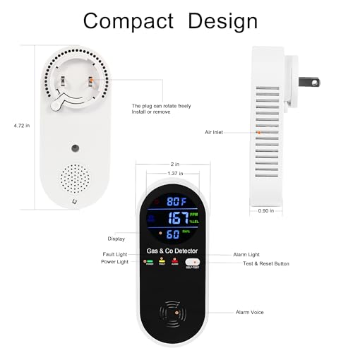 image for Hembisen Combination Natural Gas Detector & Carbon Monoxide Detector, 