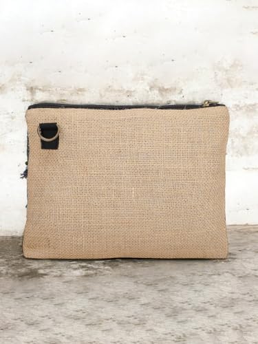 Image of The House of tara Cross Body Sling Bag with Embellishments and Tassels /Trims | Internal Zip Pocket | Jute Crossbody Bag in Multi Colour with Zip Closure | Handmade.