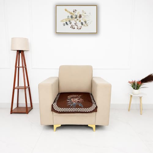 Image of Homerz 'Brooklyn Series' Premium Sofa Cover | Quilted Floral Design | Non-Slip Washable Sofa Protector | Soft Anti Slip Fabric (Ny Mustard, 1 Seater, Only Seat Cover)