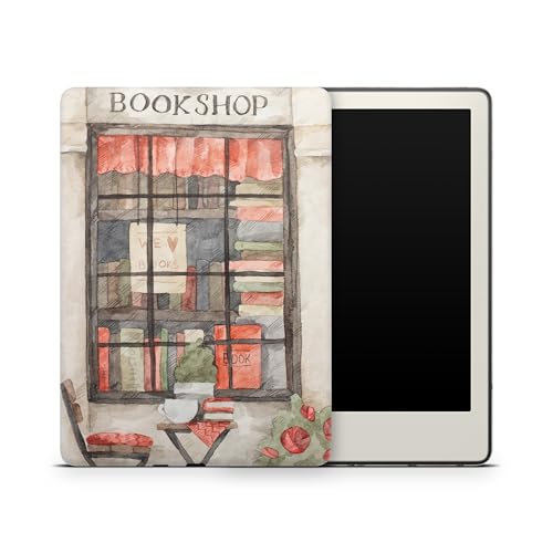 ZOOMHITSKINS Kindle Skin Compatible with Kindle Paperwhite Gen 12 (2024), Book Store Vintage Painting Cute Old Times Retro, Easy Bubble-Free 3M Vinyl Decal Accessories, Made in The USA