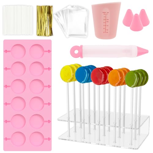 ZFLYCANP 304 Pcs Cake Pop Molds Kit, Candy Making Kit, Silicone Lollipop Molds for Halloween Christmas Parties