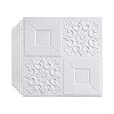 Niceminiwall 3D-Stein-Ziegel-Wandaufkleber mit weichen PE-Schaumstoffplatten für Heimdekoration, 35 x 35 cm, weiß, wasserdicht und schallisoliert, 10 Stück