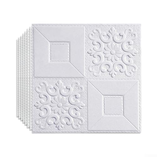 Self- Paneles de pared 3D, azulejos de ladrillo de espuma suave para decoración de interiores, 35 x 35 cm, impermeables, adhesivos de pared para fondo de TV, dormitorio, cocina (paquete de 10, blanco)