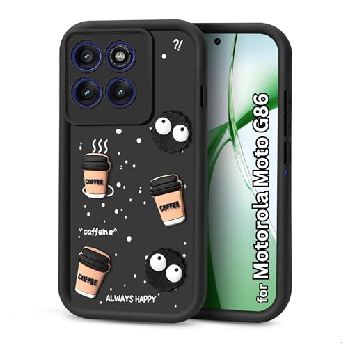 Image of DARKFIT Back Case Cover Compatible for Motorola Moto G86 5G | Cute Fun Cartoon 3D Ball | Coffee Silicone Case | Case Cover with Camera & Body Protection | Shock Proof | for Moto G86 5G | Color Black