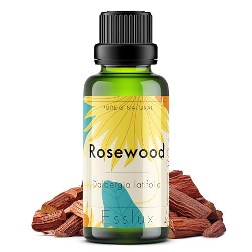 Image of Esslux Rosewood Essential Oil for Nourished Skin (60ml) - Therapeutic Grade Rosewood Oil - Perfect for Aromatherapy, Youthful Skin & Stress Relief - Use in a Diffuser or on Skin - 120 ml