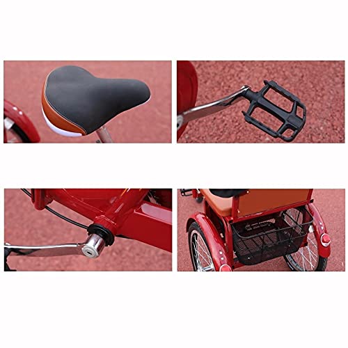 Triciclo adulto mini de 16 pulgadas, monocarga, 3 ruedas, con cesta trasera y asiento, para adultos mayores, recreo y compras, incluye timbre y luces miniatura 5