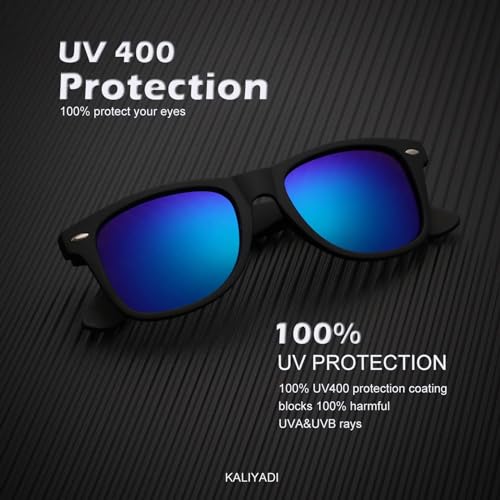 Image of KALIYADI Polarized Sunglasses for Men and Women Matte Finish Sun glasses Color Mirror Lens UV Blocking (3 Pack)