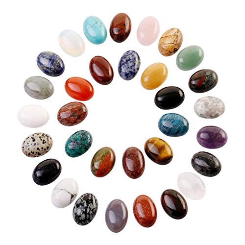 Mixed Round Natural Stone Cabochon For Jewelry Making &Clothes Accessories Diy18Mmx25Mm (25) #TOP1