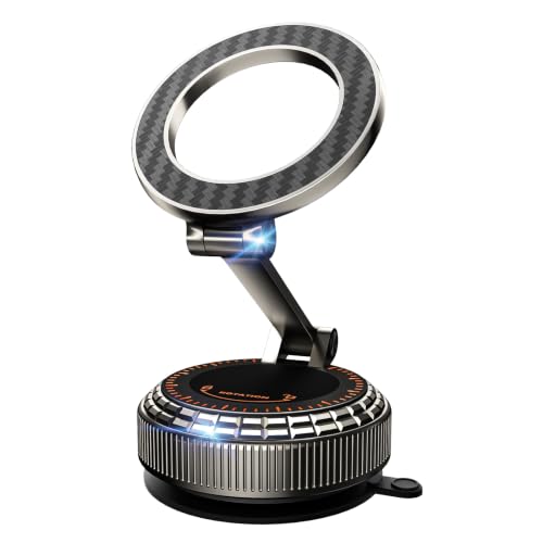 Image of Metal Magnetic Car Phone Holder, 360 Adjustable Magsafe Car Phone Mount, Vacuum Suction Cup Phone Holders for Your Car for iPhone 17-12 Pro Max Air Plus & Android (Carbon Fiber)