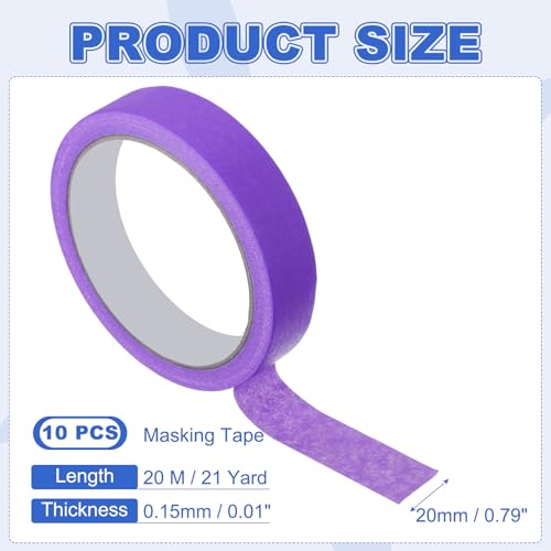 Image of MECCANIXITY Masking Tape 0.8 Inch x 21 Yard Painter's Tape Purple Paint Tapes for DIY Crafts Arts Drawing Decoration Labeling Car Painting Artist Teachers, Pack of 6