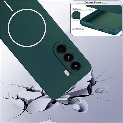 Image of Silicone Back Cover Case for OnePlus Nord CE6 Lite | Soft Micro-Fibre Lining Inside | Magsafe Print On Back Side Camera Protection Bump | Shockproof Case for (Green)