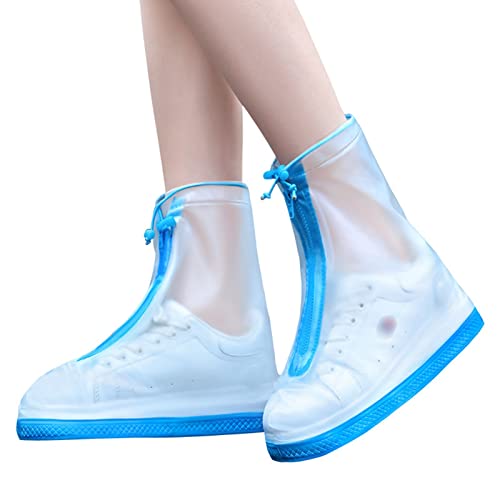 Lfzhjzc Patucos Antideslizantes de Plástico para Cubre Zapatos, Cubrezapatos antinieve Resistentes al Agua Reutilizables, Cubrezapatos con Cremallera Impermeable y diseño de cordón(XX-Large)