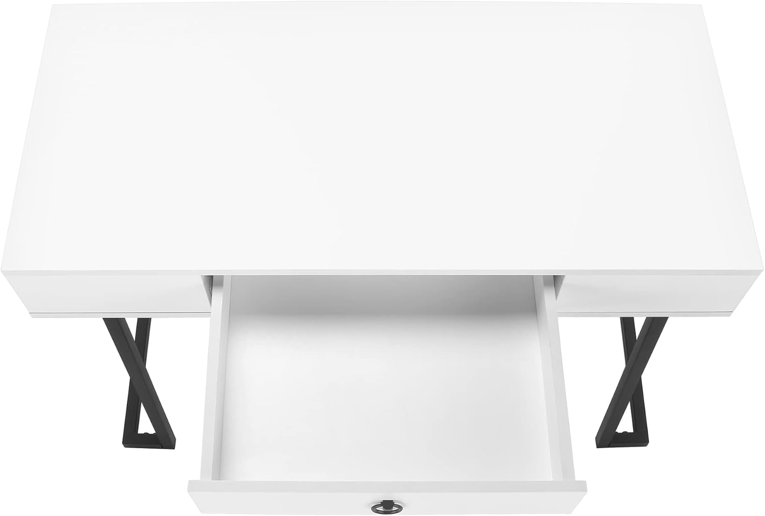 Monarch Specialties 7385 Computer Desk, Home Office, Laptop, Storage Drawers, 42" L, Work, Metal, Laminate, Glossy White, Black, Contemporary, Modern Desk-42, 41.75" L x 19.75" W x 30" H