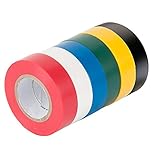 Juego de cinta eléctrica: 6 unidades en 6 rollos de colores, negro, amarillo, azul, verde, blanco, rojo, 1 unidad por color.