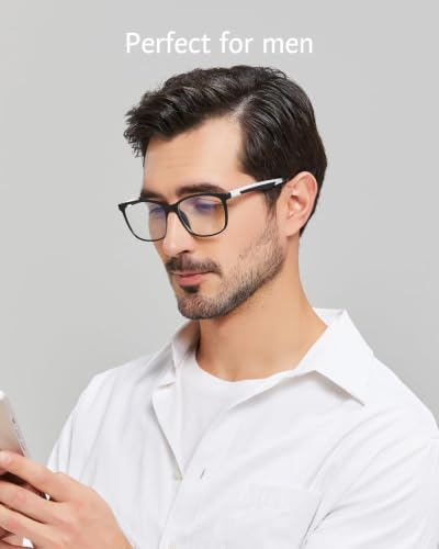 Image of ANRRI Blue Light Blocking Glasses Anti Eyestrain Lens Lightweight Frame Eyeglasses Black White Frame Men /Women