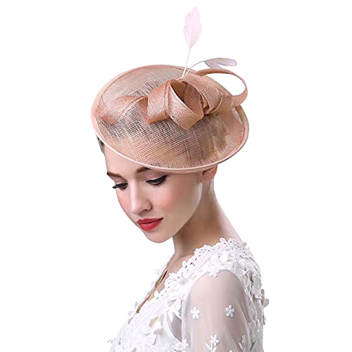 Rozkitch Feather Fascinators Womens Pillbox Flower Derby Hat For Cocktail Ball For Wedding Party Derby Royal Banquet Tea Party Pink #TOP3