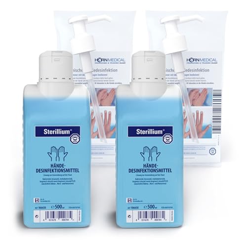 Horn Medical Dosierpumpen (2 Stück) mit Sterillium Händedesinfektionsmittel (2 x 500 ml)
