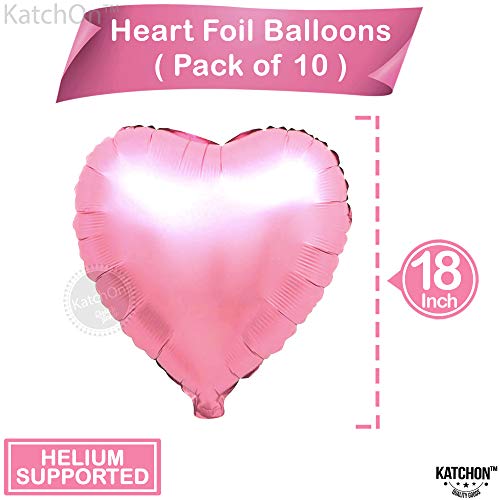 Image of KatchOn, Pink Heart Balloons -18 Inch, Pack of 10 | Heart Shaped Balloons for Pride Decorations, Light Pink Pride Month Decorations | Baby Shower Decorations Birthday Decorations