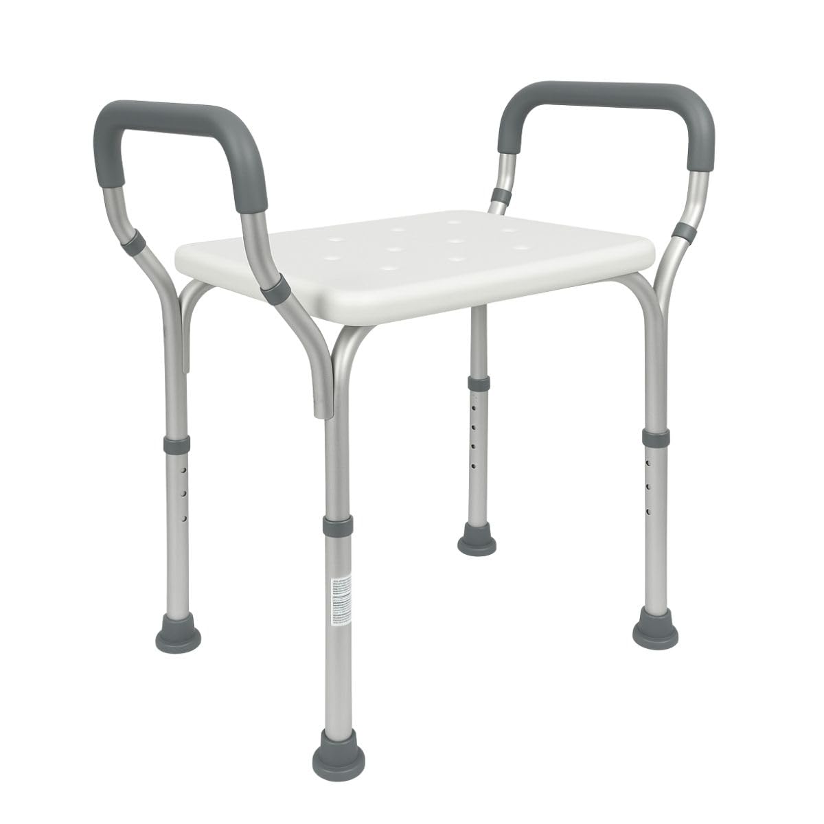 Mobiclinic®, Duschhocker, Höhenverstellbar, Mit Armlehnen, Acueducto, rutschfeste Spitzen, Ergonomisch, Licht, Max. 100 Kg, Aluminium, Weiß